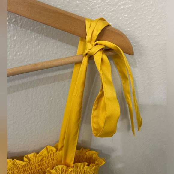 H&M Yellow Tie Strap Midi Dress - Picture 2 of 5